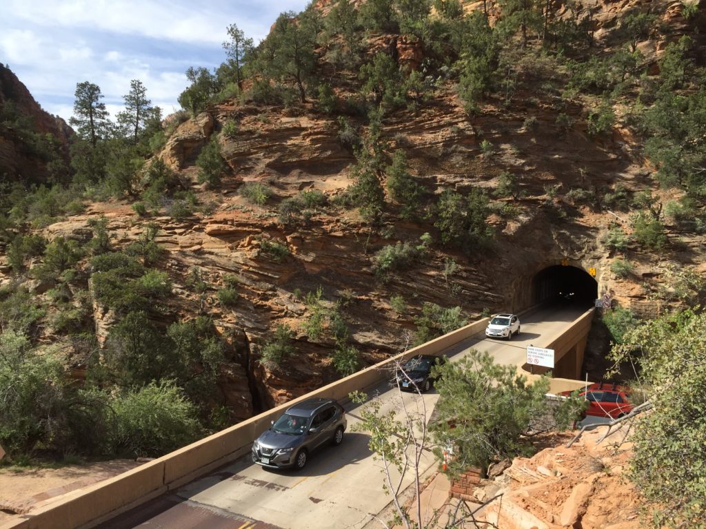 Tunnel through mountain in Zion National Park