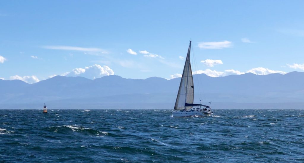 A yacht sailing in Desolation Sound