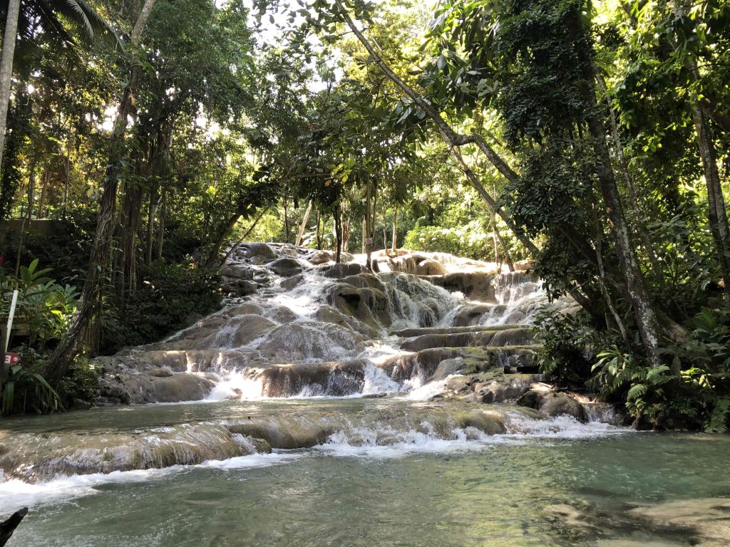 Not a person in sight. That is the reward for knowing how to avoid the the crowds at Dunn's River Falls. 