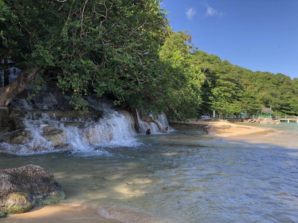 Dunn’s River Falls Meeting the Caribbean Ocean