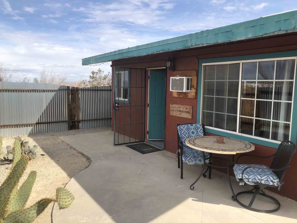 Exterior view of Jack Kerouac Cabin, showcasing the rustic wooden facade