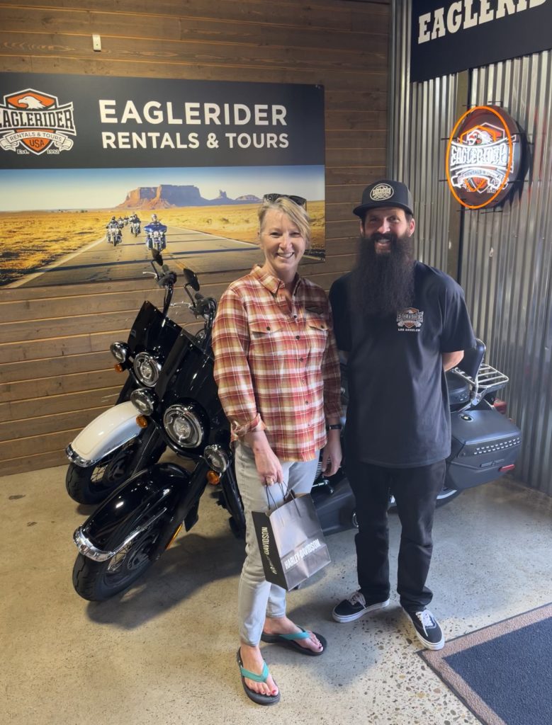 Mary with Brandon from Eagle Rider, San Diego - Harley Davidson road trip adventure