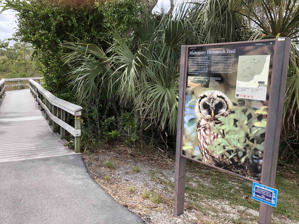 The Mahogany Hammock Trail sign