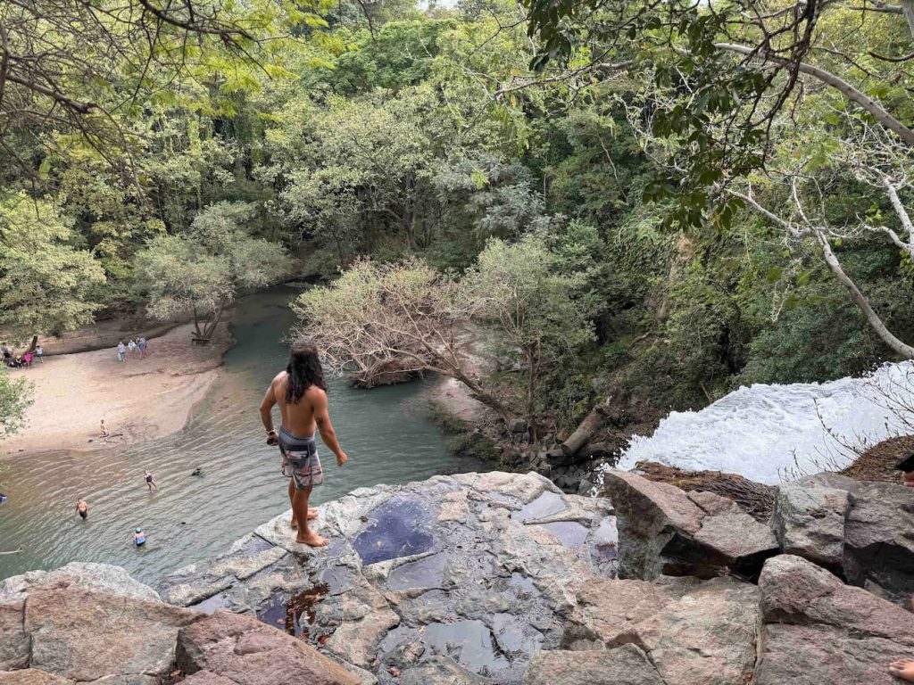 From top of waterfalls looking down to base