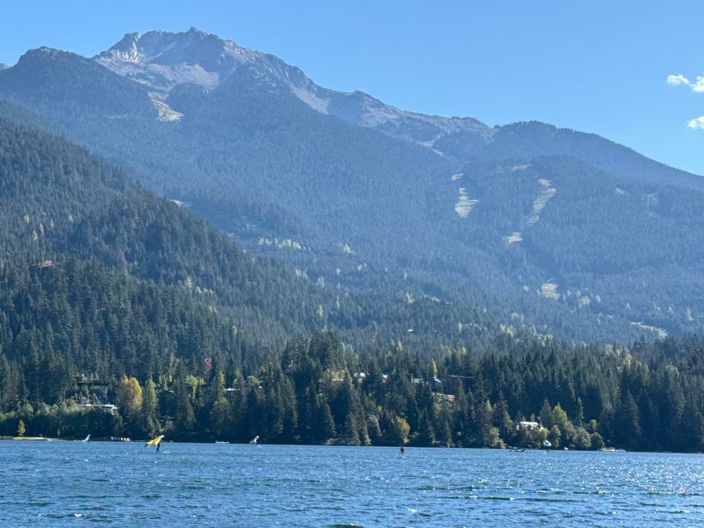 Wing foiling Whistler on Alta Lake